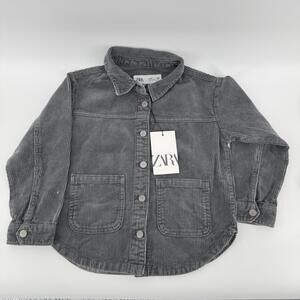 Zara Girls 6/7 Gray Corduroy Jacket Button Up Fall Fashion Style Boho Chic